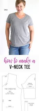 Sew the tape and when you get to where you cut the v, straighten the fabric by pulling to the left and continue sewing. How To Make A V Neck T Shirt Sewing Pattern And Tutorial It S Always Autumn