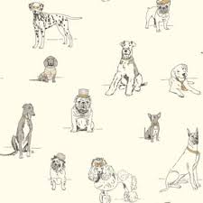 Fancy Dogs Wallpaper Ballard Designs In 2020 Novelty Wallpaper Dog Wallpaper Toile Wallpaper