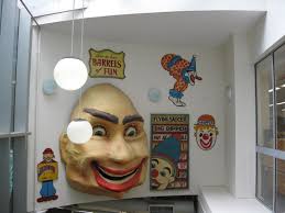 Luna Park panels, clown faces, painted plywood; [Barton, Arthur];  [1950-1970]; 2...