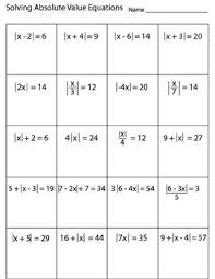 Solving Absolute Value Equations Worksheet Absolute Value Equations Physics And Mathematics Equations