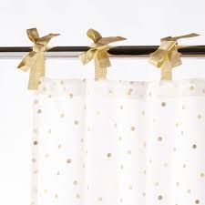 Schleifenvorhang Aus Weisser Baumwolle Mit Goldfarbenen Punkten 1 Vorhang 102x250 Rideaux A Nouettes Rideau Chambre Bebe Rideaux