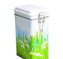 [Hot Item] Rectangular Shape Airtight Coffee Tin Box with Plastic Lid and  Metal Wire Clip