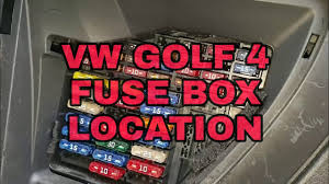 The table shows the fuse locations for the items of electrical equipment which are most relevant to the customer. Vw Golf Mk 4 Fuse Box Location Youtube