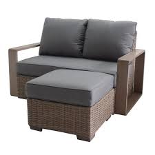 Allen Roth Wilmington Woven Outdoor Loveseat With Cushion And Gray Steel Frame Lowes Com Outdoor Loveseat Love Seat Patio Furniture Covers