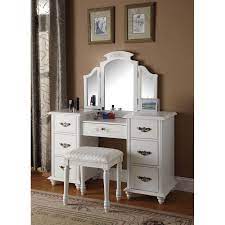 Acme Furniture Torian White Finish Vanity Set In 2021 Bedroom Vanity Set Dressing Table Vanity Vanity Table Set