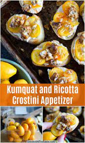 This Kumquat And Ricotta Crostini Recipe Is A Unique But Easy Finger Food A Kumquat Is A Small Fru Crostini Appetizers Kumquat Recipes Finger Food Appetizers