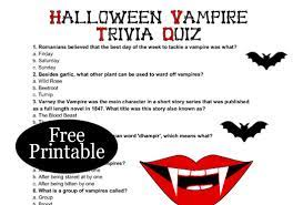 You can use this swimming information to make your own swimming trivia questions. Free Printable Halloween Vampire Trivia Quiz