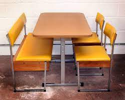 Table overall dimension width 70.9 x depth 35.4 x height 29.5. Genuine Vintage Retro American Style Diner Set 60s 70s Bench Table Two Chairs Dining Room Table Chairs Dining Room Table Table And Chair Sets