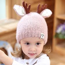Kori Deer 可莉鹿麋鹿角嬰兒童秋冬加厚針織毛線帽4~24M 皮粉色- FindPrice 價格網