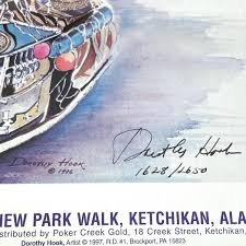 Dorothy Hook Signed Numbered Print Framed Ketchikan Alaska Harborview Park  Walk