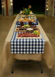 Burlap And Black Gingham Checkered Table Runner Such A Cute Buffet Dinner Party Themes Bbq Party Fall Party Planning