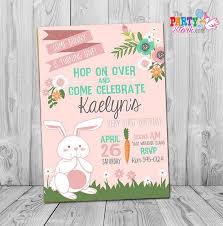 Last couple days, we create free printable watercolor invitations, but most of our readers want it to be better! Bunny Birthday Invitations Printable Girls Party Invitation Pink Green Orange One Year Old Girl Easter Invite First 1st Birthday In 2021 Easter Birthday Party Invitations Girls Party Invitations Bunny Birthday Party