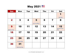 Printing tips for 2021 calendar. 33 Printable Free May 2021 Calendars With Holidays Onedesblog