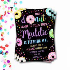 Birthday Party Invitations Online Virtual Birthday Party Invitation Donut Birthday Invitation Etsy In 2020 Birthday Party Invitations Birthday Invitations Party Invitations