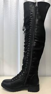 Style Name Travis 5 Heel 1 Inches Style Over Knee Boots Material Faux Leather Thigh High Combat Boots Boots Outfit Biker Boots Outfit