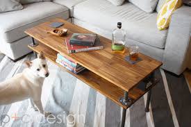 Mygift rustic burnt wood industrial style black pipe c shaped sofa end side coffee table. Two Level Wood Pipe Coffee Table By Ppluscdesign Simplecove