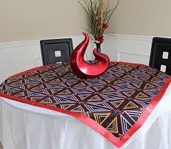 Bamenda Toghu African Print Table Runners Black Red White African Home Decor Printed Table Runner Decor