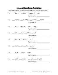 Write balanced chemical equations for each of the following descriptions of a chemical reaction. Six Types Of Chemical Reaction Worksheet Types Of Reactions Worksheet Chemistry Worksheets Chemical Reactions Reaction Types