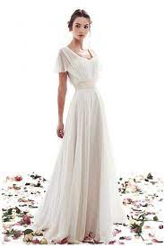 Simple Cheap Wedding Dress With Short Sleeves A Line Lace Up Vintage Boho Wedding Dress Vintage Wedding Dress Boho Wedding Dress Chiffon Wedding Dresses Simple