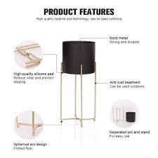 Check spelling or type a new query. Mid Century Planter With Gold Plant Stand 3 Pcs Modern Planters For Indoor Plants Metal Floor Planter Set With Foldable Stand Pack Of 3 Amazon Ae Patio Lawn Garden