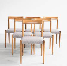 Vidaxl 6x solid rubber wood dining chairs white and light wood kitchen seating. Set Of 6 Solid Wood Dining Chairs By Lubke 1960s 105778