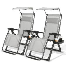 A gravity chair is a type of chair that is designed to provide ultimate relaxation as you sit without any force to hold you back. 2pcs Canopy Square Frame Zero Gravity Folding Lounge Beach Chairs W Cup Holder For Sale Online Ebay