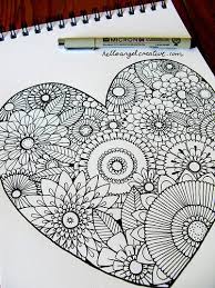 Floral Heart Outlines Easy Doodle Art Zentangle Drawings Zentangle Patterns