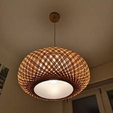 Bamboo And Parchment Pendant Lights Handmade Bamboo Ceiling Etsy Plug In Pendant Light Pendant Light Kit Handmade Lamps
