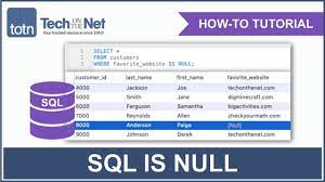 How To Use The Sql Is Null Condition - Youtube