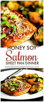 Honey Soy Salmon Sheet Pan Dinner A Flavorful Weeknight Meal Of Asian Inspired Sweet Flaky Salm Sheet Pan Dinners Recipes Sheet Pan Dinners Soy Salmon Recipe