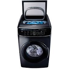 Samsung 6 0 Total Cu Ft High Efficiency Flexwash Washer In Black Stainless Wv60m9900av Laundry Room Storage Laundry Room Storage Shelves Stackable Washer