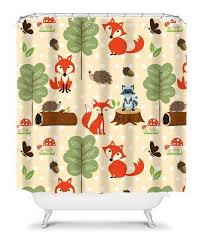 Kids Bathroom Woodland Shower Curtain Monogram Boy Girl Kid Child Fox Raccoon Forest Animals P Kid Bathroom Decor Kids Shower Curtain Shower Curtain Monogram