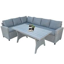 Hommoo 3 Piece Wicker Patio Furniture Outdoor Sectional Sofa Set All Weather Pe Rat Patio Furnishings Outdoor Sectional Furniture Outdoor Patio Furniture Sets