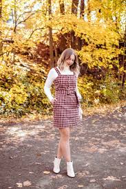How To Style A Red Plaid Jumper Red Plaid Dress Fall Outfit Fall Fashion Fall Style Fall Dress Thanksgiving Red Plaid Dress Fashion Fashion Teenage