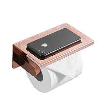 Amazon Com Aotake Qa Shiny Rose Gold Toilet Paper Holder With Phone Shelf 304 Stainless Steel Polished Rose Toilet Paper Holder Stainless Steel Polish Toilet
