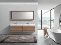 Bliss 80" Honey Oak Wood Wall Mount Double Sink Modern Bathroom Vanity | In  Stock