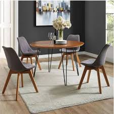 46 Round Hairpin Leg Dining Table In Walnut Walker Edison Tw46rdhpwt In 2020 Midcentury Modern Dining Table Round Dining Room Round Dining Table Modern