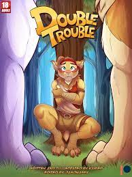 20651 - suggestive, artist:kabier, big cat, canine, feline, mammal,  saber-toothed cat, wolf, anthro, feral, comic:double trouble, comic, cover  art, female, male - Furbooru