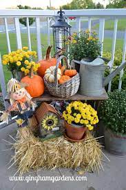 We share inexpensive, yet sophisticated and fun ways to decorate your front porch and yard. Fall Porch Decor And Outdoor Decorating Ideas Gingham Gardens