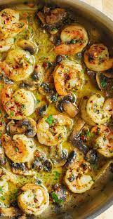 Pesto Shrimp With Mushrooms Shrimp Recipes Easy Seafood Dinner Shrimp Recipes Healthy