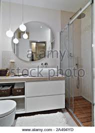 Our mirror combines optimal brightness. Modern Big Shower Cabin In Bathroom Corner Stock Photo Alamy