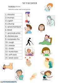 Free interactive exercises to practice online or download as pdf to print. Illnesses Vocabulary Worksheets Vocabulary Illnesses And Symptoms Every Worksheet Comes With An Answer Sheet On Pictures Black And White