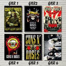 Guns n' roses, often abbreviated as gnr, is an american hard rock band from los angeles, california, formed in 1985.when they signed to geffen records in 1986, the band comprised vocalist axl rose, lead guitarist slash, rhythm guitarist izzy stradlin, bassist duff mckagan, and drummer steven adler. Poster Band Guns N Roses Dekorasi Dinding Shopee Indonesia