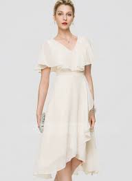 Us 86 00 A Line V Neck Asymmetrical Chiffon Cocktail Dress Jj S House In 2020 Chiffon Cocktail Dress Cocktail Dress Lace Bow Wedding Dress
