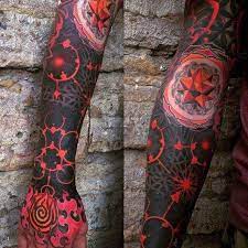72tattoo Tattoos Geometric Sleeve Tattoo Red Ink Tattoos