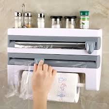 Put six rolls of plastic wrap, foil, plastic bags, and waxed paper at your fingertips. Wall Mount Paper Towel Holder Cling Film Spice Rack Kitchen Roll Foil Dispenser Ebay
