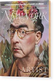 How To Be An Artist, Jerry Saltz as Frida Kahlo Wood Print