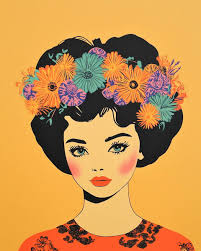 Midjourney prompt: Paper doll of happy Elizabeth Taylor and her beautiful  wigs, illustrations by Richard Scarry, Alan Fletcher, Mary Blair, and Anni  Albers, beautiful, minimalism.