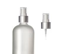 24-410 8 oz Frosted Glass Bottle w/ White Silver Treatment Pump - Case of 80