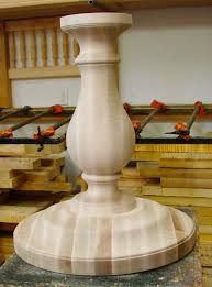 Another Pedestal Base Turned By Century Porch Post Inc Just Needs A Top Added To It Wood Turning Wood Table Bases Pedestal Table Base
